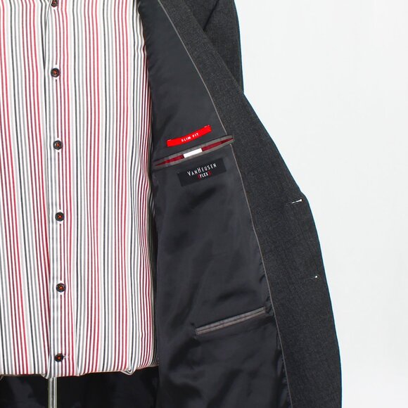 Van Heusen 50R Gray Check Polyester 2-Button Sport Coat Blazer Jacket P2… - Picture 10 of 11